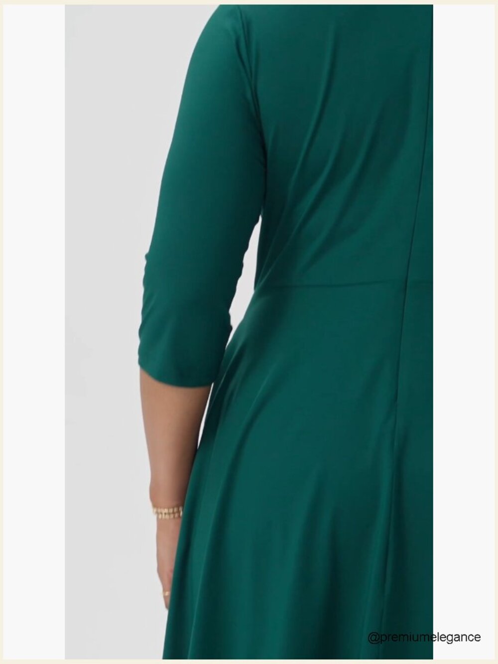 Plus Size Stretchy Flared Wrap Midi Dress V Neck 3/4 Sleeve A-Line Swing - Picture 6 of 7